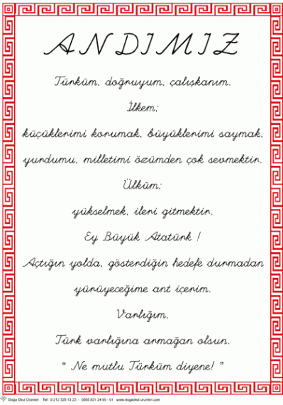 ANDIMIZ NE MUTLU TÜRKÜM DİYENE